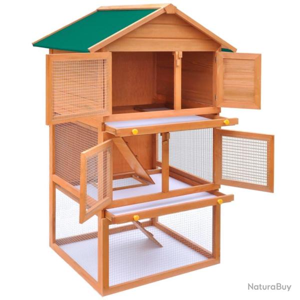 Clapier d'ext�rieur enclos 80 x 71 x 160 cm pour petits animaux 3 niveau x bois 02_0000619