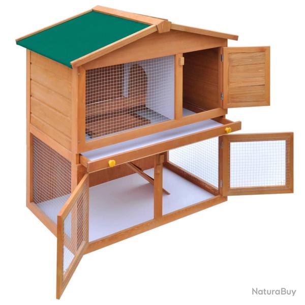 Clapier d'ext�rieur enclos 93 x 60 x 97 cm pour petits animaux 3 portes bois 02_0000620