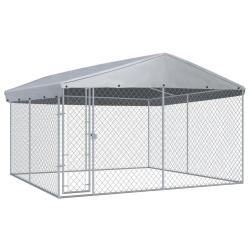 Chenil ext&eacute;rieur cage enclos parc animaux chien ext&eacute;rieur avec toit pour chiens 382 x 382 x 225 cm