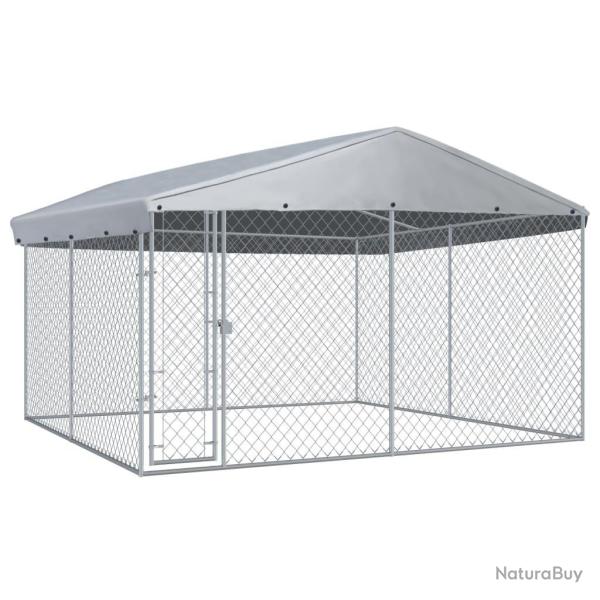 Chenil ext�rieur cage enclos parc animaux chien ext�rieur avec toit pour chiens 382 x 382 x 225 cm