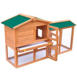 Clapier large d'ext&eacute;rieur 140 x 46 x 85 cm pour petits animaux de compagnie bois 02_0000622