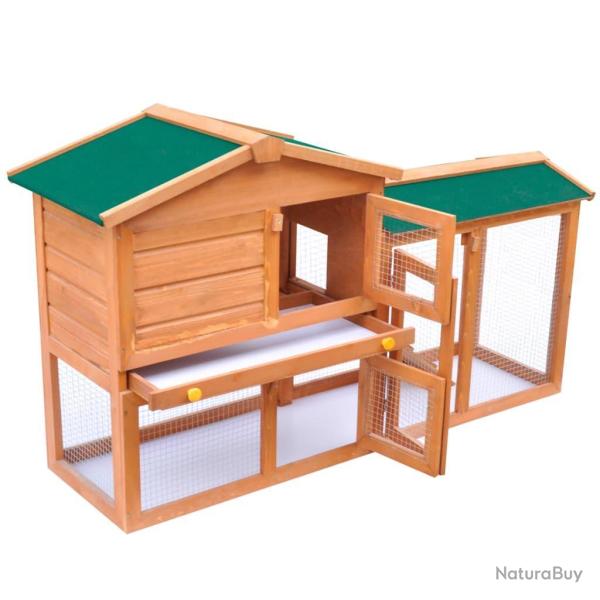 Clapier large d'ext�rieur 140 x 46 x 85 cm pour petits animaux de compagnie bois 02_0000622