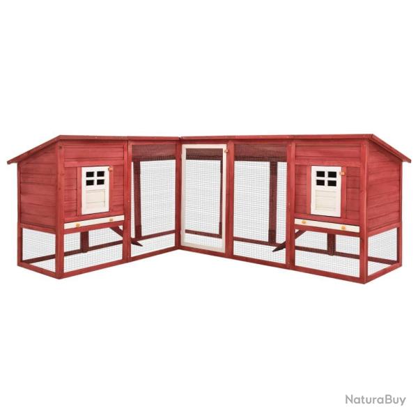 Clapier d'ext�rieur 250 x 192 x 105 cm avec piste rouge et blanc bois de sapin 02_0000598