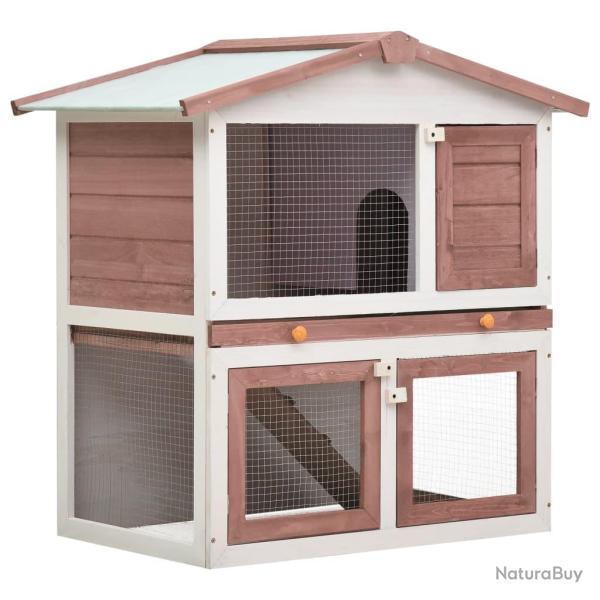 Clapier cage d'ext�rieur 3 portes 94 x 60 x 98 cm bois marron 02_0000590