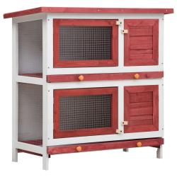Clapier cage d'ext&eacute;rieur 4 portes 90 x 45 x 90 cm rouge bois 02_0000594