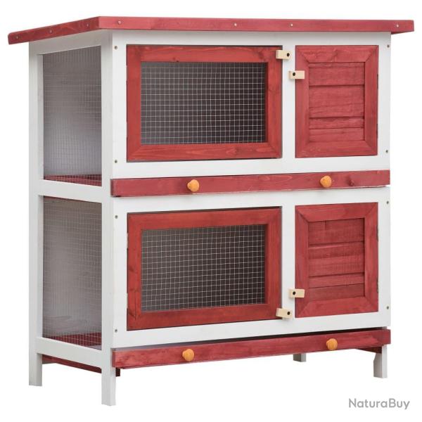 Clapier cage d'ext�rieur 4 portes 90 x 45 x 90 cm rouge bois 02_0000594