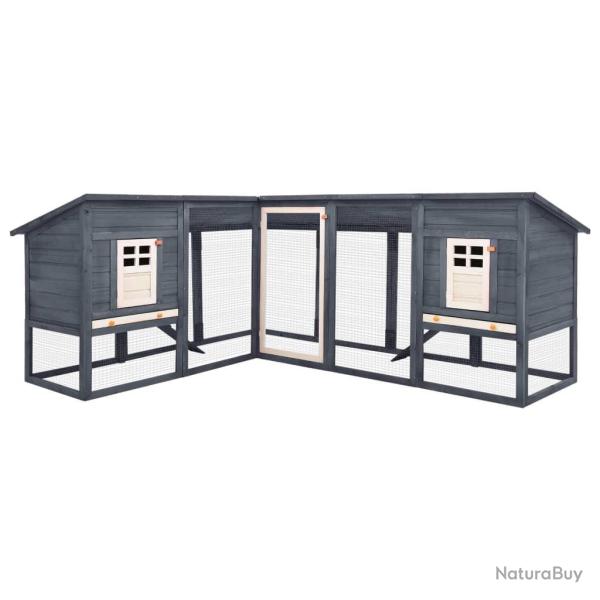 Clapier cage d'ext�rieur 250 x 192 x 105 cm avec piste gris et blanc bois de sapin 02_0000595