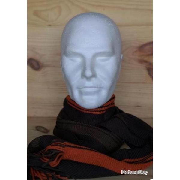 ECHARPE  50% LAINE 50% ACRYLIQUE RAY� MARRON ORANGE  longueur 200   largeur 25     8075