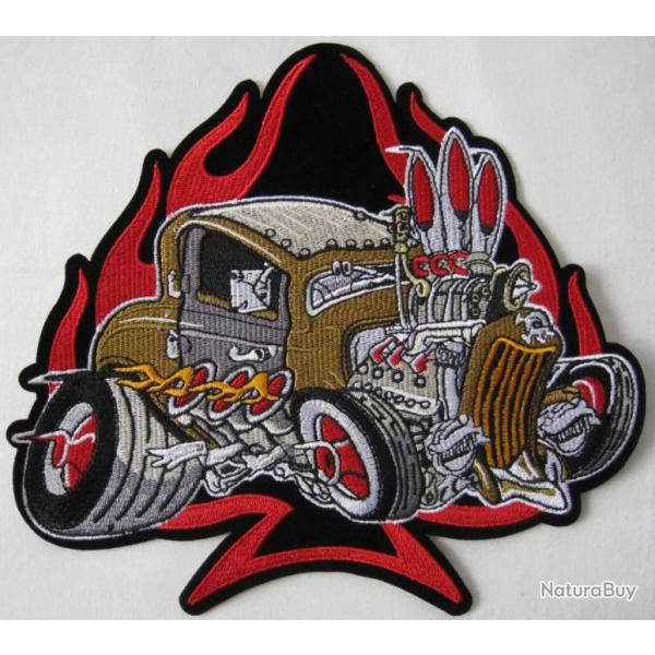 PATCH-ECUSSON/DOSSARD GRAND MODELE - HOT ROD  V8 - Ref.D46