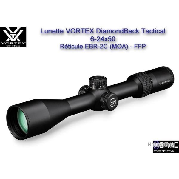 Lunette VORTEX DiamondBack Tactical 6-24x50 FFP - R�ticule EBR-2C (MOA)