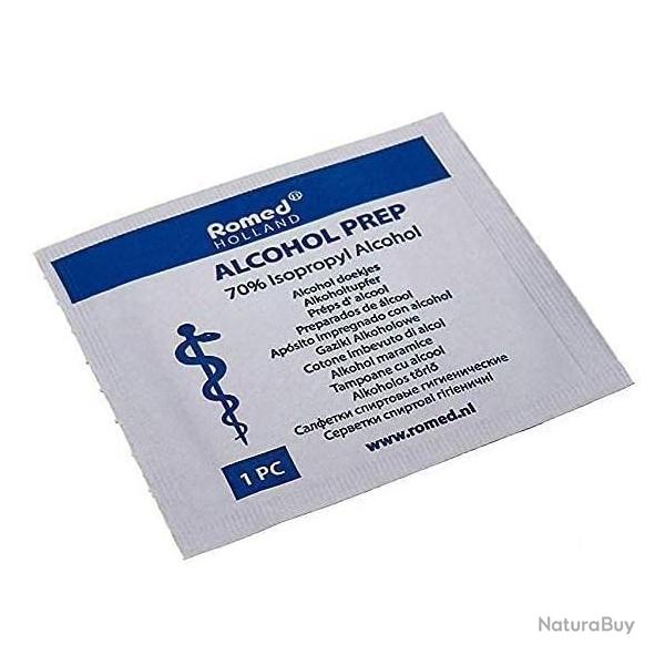 Lot de 20 Tampons d'Alcool Isopropylique � 70% - Nettoyage des Armes, D�sinfection des Plaies...