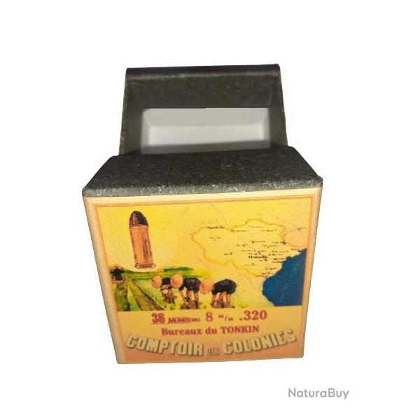 8 mm 320: Reproduction boite cartouches (vide) COMPTOIR des COLONIES Bureaux du Tonkin 9007521
