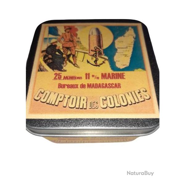 11 mm Marine (1870): Reproduction boite cartouches (vide) COMPTOIR des COLONIES Madagascar 9007592