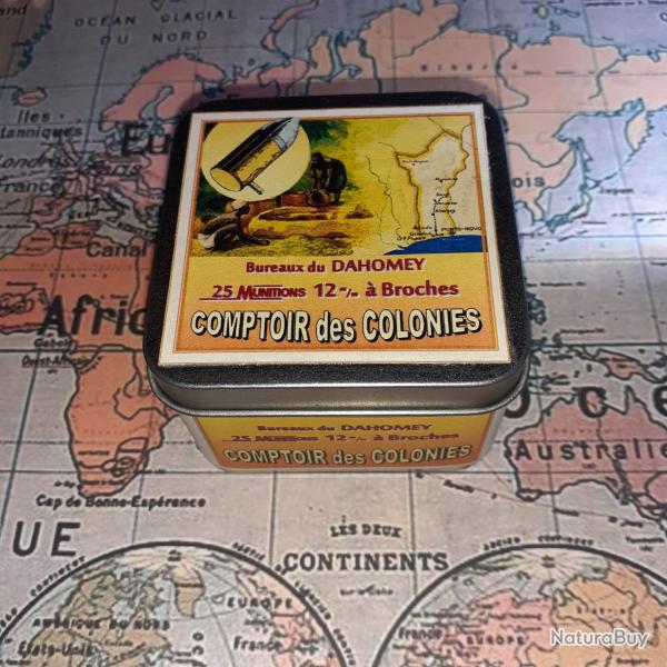 12 mm � Broches (Comptoir des Colonies / DAHOMEY): Reproduction boite munitions (vide) Coco 9007604