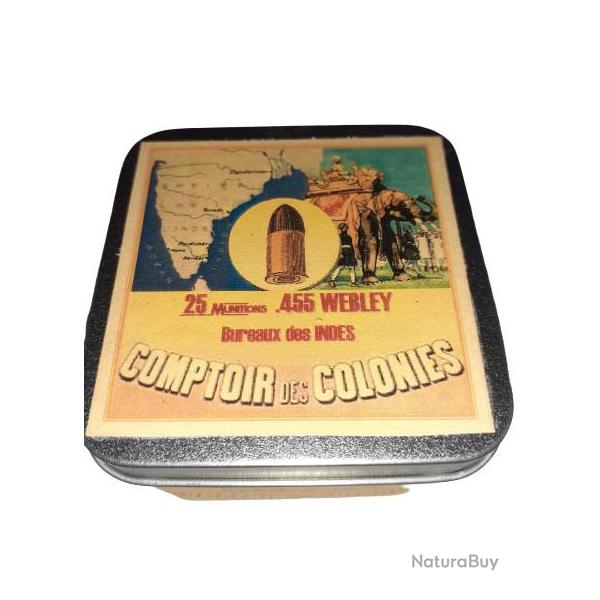 455 Webley: Reproduction boite cartouches (vide) COMPTOIR des COLONIES Bureaux des Indes 9007613