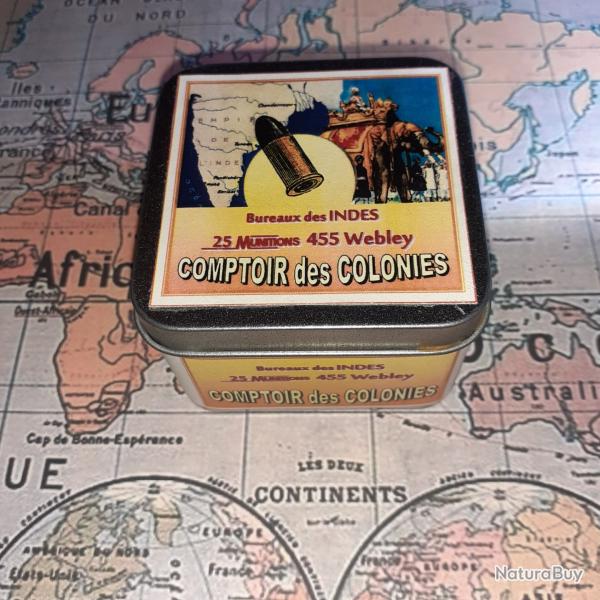 455 Webley (Comptoir des Colonies / INDES): Reproduction boite munitions (vide) Coco 9007613
