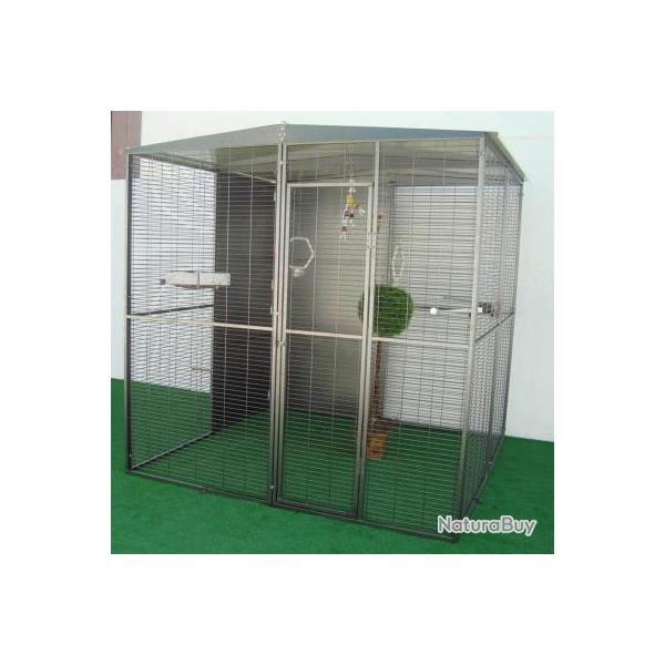 voliere 2x2x2m voliere ara cage perroquet gris gabon amazon cacatoes cielterre-commerce
