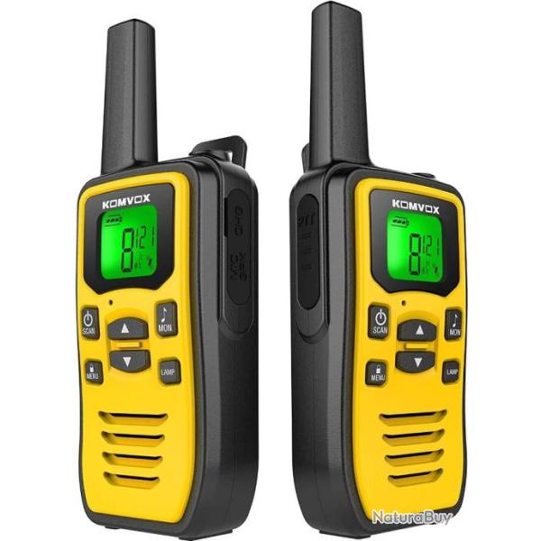 Talkie Walkie Rechargeable 16 Canaux 142 Codes VOX LED Longue Porte Randonne Camping Chasse Pche