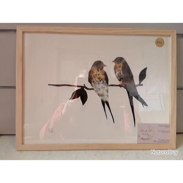 8114 TABLEAUX "LE CHANT DES OISEAUX" EN PLUME DIVERSE  DAUX MANON  NEUF