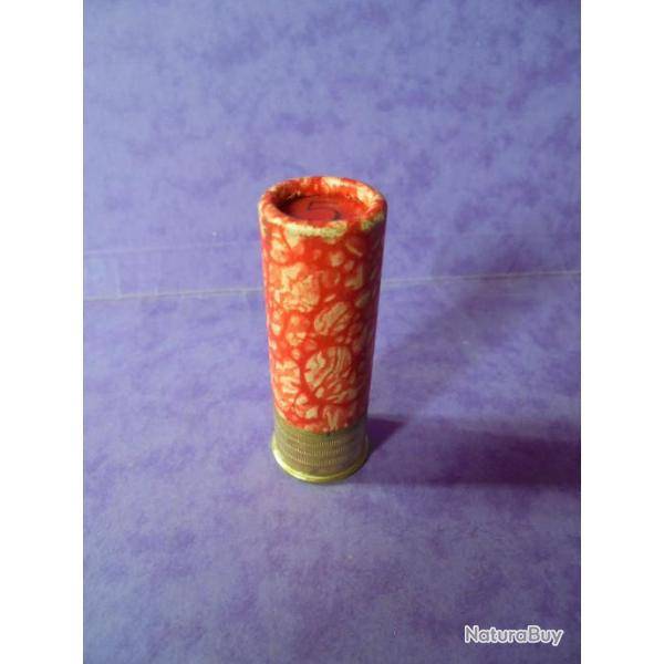 CARTOUCHE ANCIENNE MANUFRANCE NON RECHARGEE BLANCHE TIGREE ROUGE  CAL.12 POUR LA COLLECTION