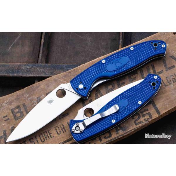 Couteau Spyderco Resilience Lightweight Lame Acier CPM-S35VN Manche Blue FRN Linerlock Clip SC142PBL
