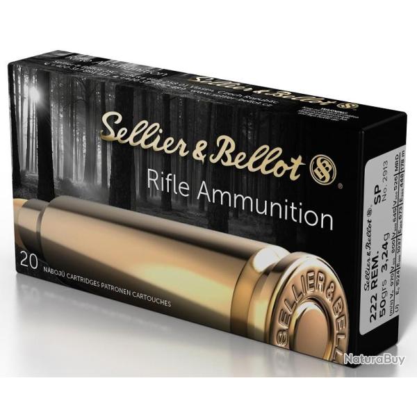 Balles SELLIER & BELLOT cal.222 rem sp 3.24g 50gr par 20