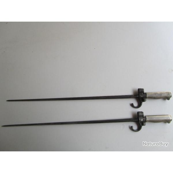 BAIONNETTE MLE 1886 - PREMIER MODEL DU FUSIL LEBEL -POIGNET MAILLECHORT - LONGUEUR 640mm -C0