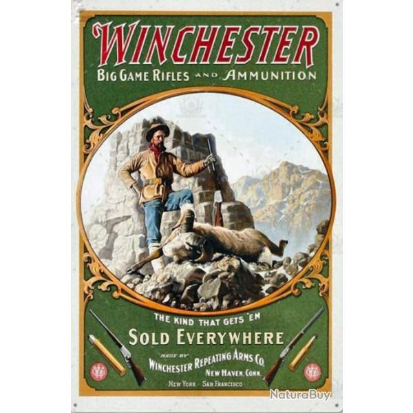 PLAQUE METAL WINCHESTER BIG GAME RIFLES