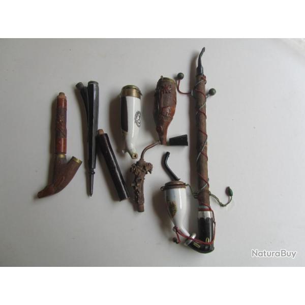 LOT DE PIECES DE PIPES DE RESERVISTES ALLEMAND + PIPE COMPLETE -C0