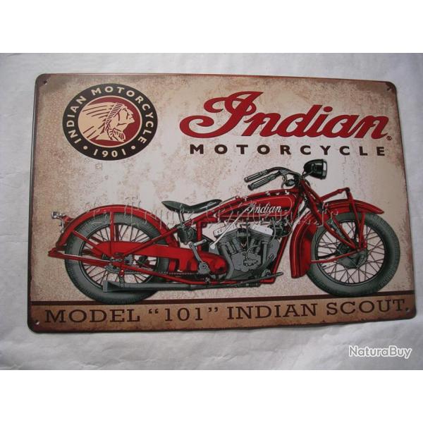 PLAQUE METAL MOTO INDAIN SCOUT/BIKERS