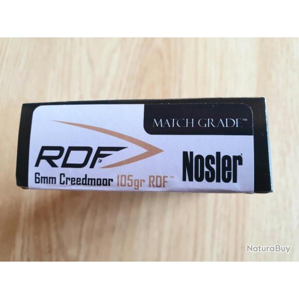 Balles 6mm Creedmoor NOSLER mga 105gr hpbt boite 20pcs