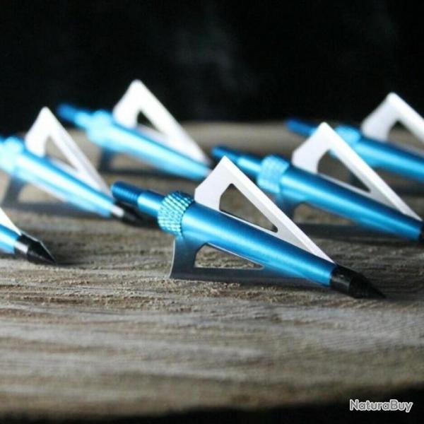 Lot 6 Pointes de Fl�ches BroadHead BluePoint Chasse Tir � l'Arc Arbal�te ManKung