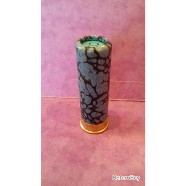 CARTOUCHE  MANUFRANCE NON RECHARGEE CAL.16 BLEUE TIGREE NOIRE CULOT DE 8mm plomb 8 "collection"