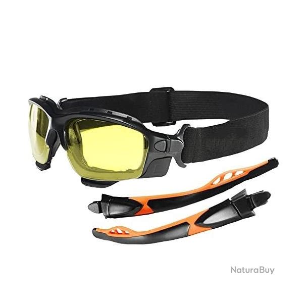 Lunettes de s�curit� - Lunette de tir - EN166 - Jaune - Avec sangle - Livraison gratuite