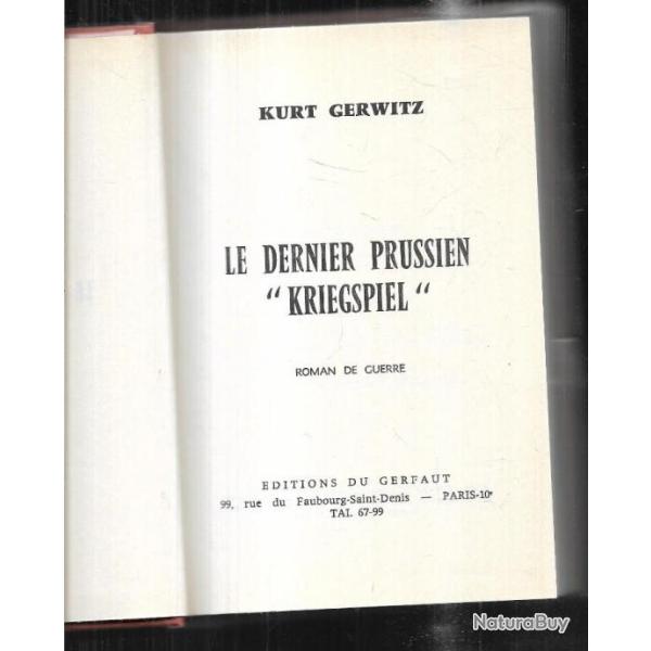 le dernier prussien kriegspiel de kurt gerwitz Gerfaut grand format roman de guerre