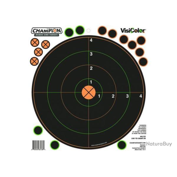 LOT DE 5 CIBLES ADHSIVES VISICOLOR CHAMPION DIAMETRE 20 CM AVEC PASTILLES INTGRES