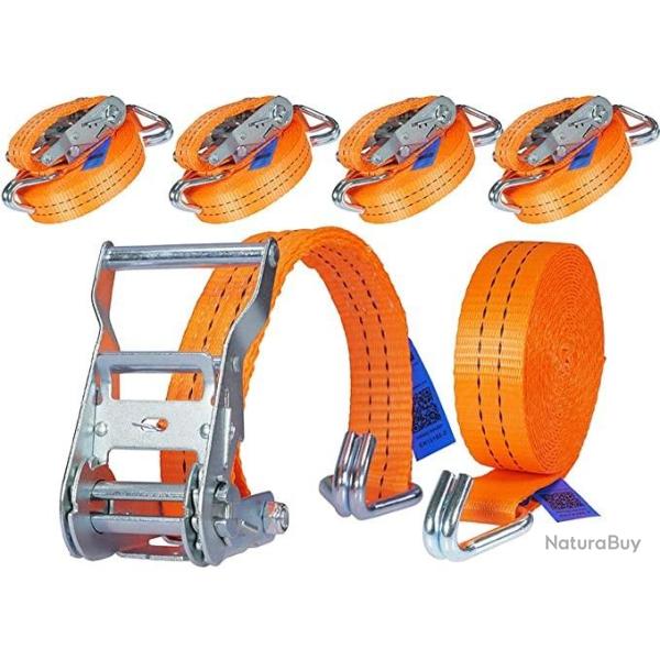 Sangle � cliquet 6m - Lot de 4 - 2000kg - Livraison rapide