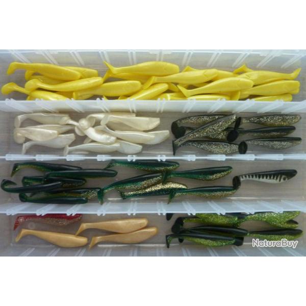 lot de 64 leurres souples DELALANDE Shadka peche mer shad bar