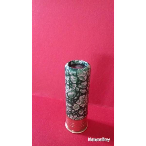 CARTOUCHE ANCIENNE NON RECHARGEE  MANUFRANCE CAL.16 CHEVROTINES 12 GRAINS BLANCHE TIGREE VERTE