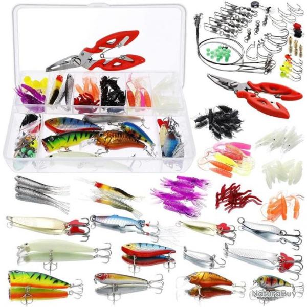 Leurres de Pche Spinnerbait Plastique vers Hameon Popper Cuillres en Mtal Dur Leurres Pince 123p