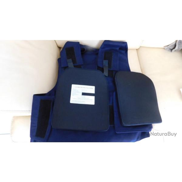 GILET COMPLET PARE BALLES EN KEVLAR + ANTI TRAUMA INTEGRE + 2  PLAQUES NIVEAU 3++ PE