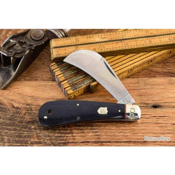 Couteau Serpette Rough Ryder Highland Hawkbill Black Micarta Lame Acier 440 RR2384