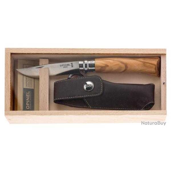 Couteau de poche Opinel n�8 Olivier + �tui Alpine-Opinel n�8 + �tui Alpine