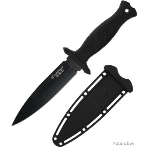 Couteau de Botte Smith&Wesson Lame Acier 8Cr13 Manche TPE Etui Plastique SW1183086