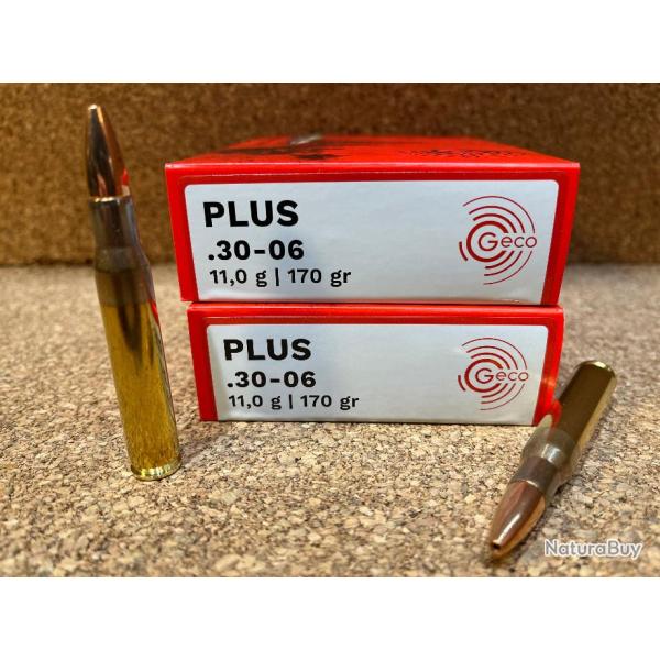 2 BOITES, 40 MUNITIONS GECO PLUS CAL .30-06 11gr