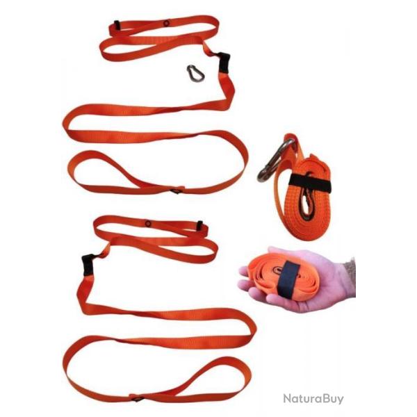 Sangle Tire-gibier multifonction en V x 2 + mousqueton  SIM NATURE 1 000kg
