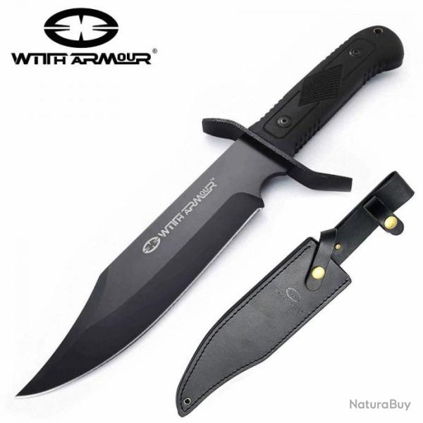 Couteau Bowie WithArmour Lame Acier 440C Manche Pakkawood Etui Nylon WAR055BK