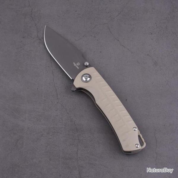 Couteau Shieldon Relicanth Tan Manche G10 Lame Acier D2 IKBS Linerlock Clip SHI7070G1
