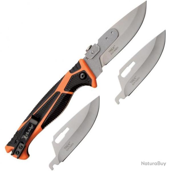 Couteau Elk RIdge Trek Orange 3 Lames Acier 5C15MoV Manche Synth�tique Orange Linerlock ERTKFDR