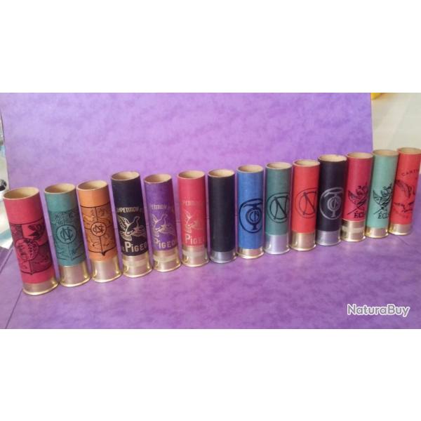SUPERBE LOT DE 14 DOUILLES COLLECTION CARTOUCHERIE NATIONALE CALIBRES DIVERS POUR LA COLLECTION